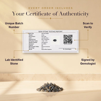 Jal Pravah Blue Sapphire - certificate of authenticity