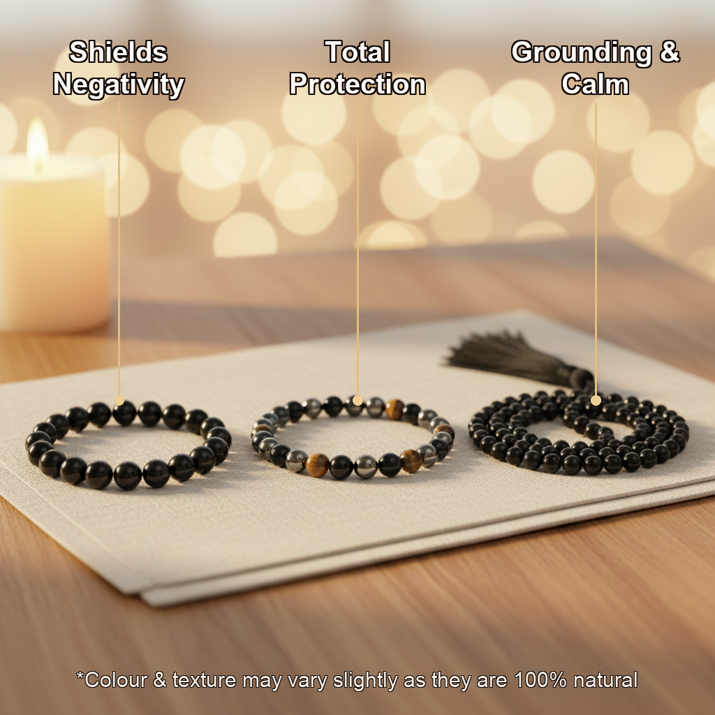 Suraksha Kavach Combo (Black Tourmaline + Triple Protection + Black Obsidian Mala)