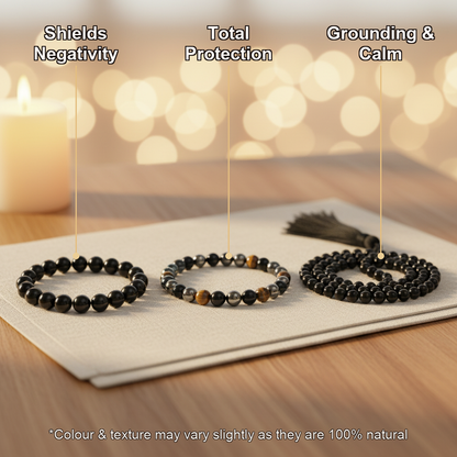 Suraksha Kavach Combo (Black Tourmaline + Triple Protection + Black Obsidian Mala)