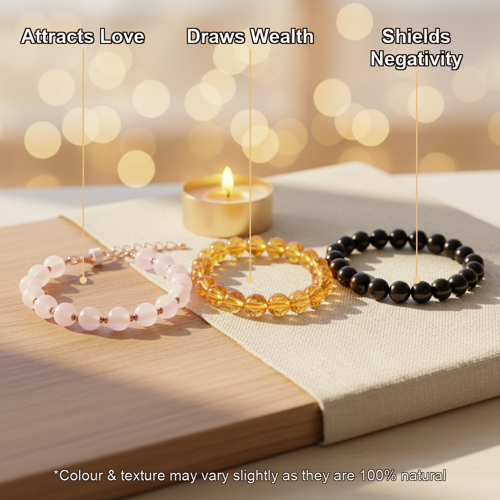 Sampoorna Trio Combo (Rose Quartz + Citrine + Black Tourmaline)