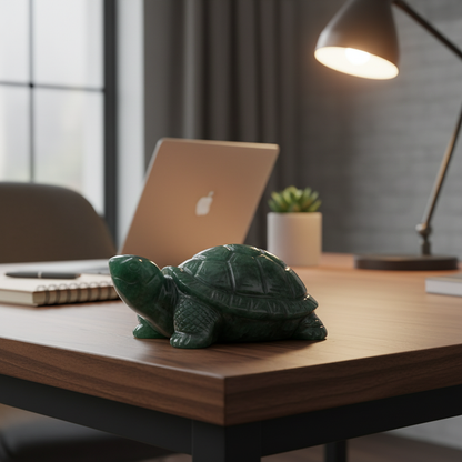Fortune Aura Green Aventurine Turtle