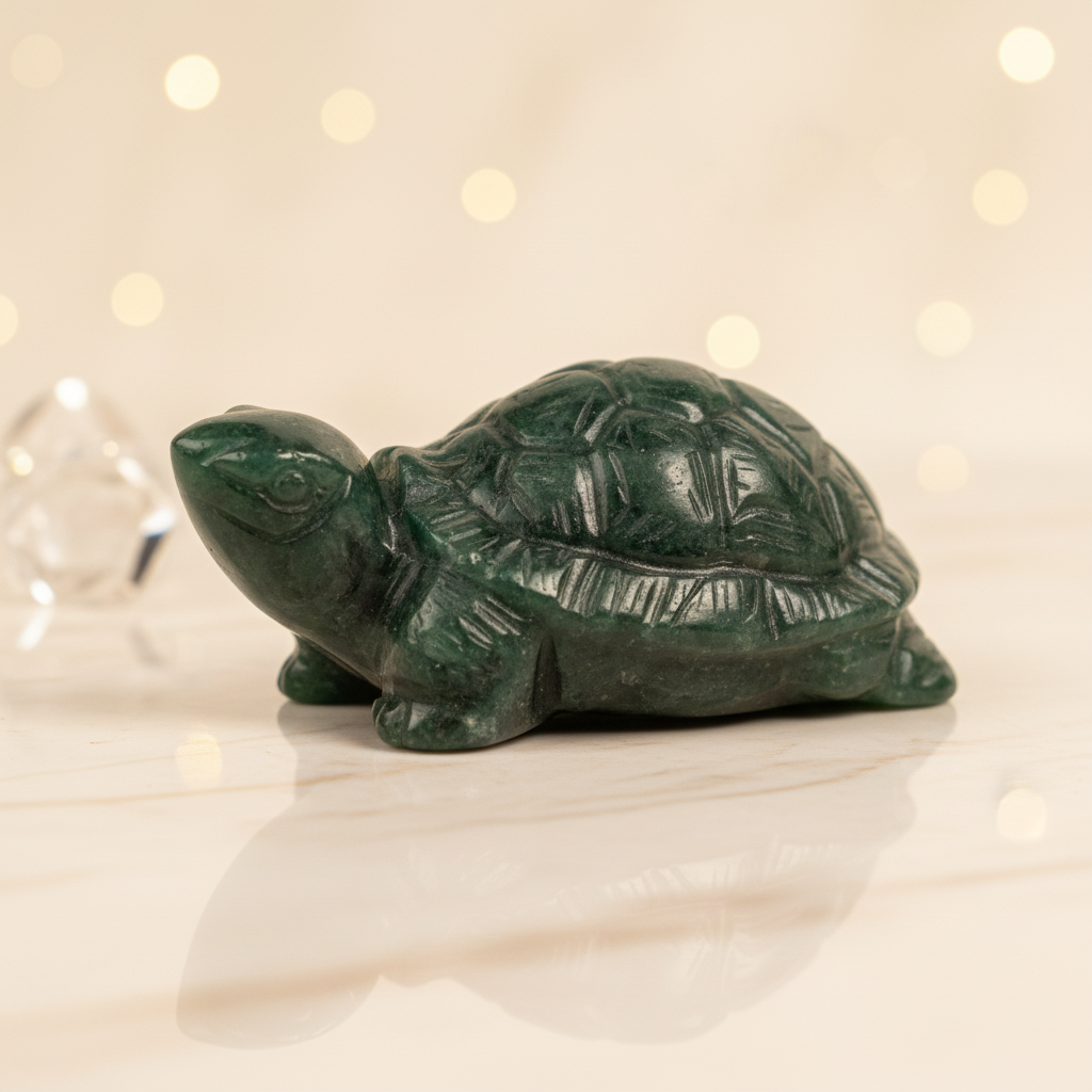 Fortune Aura Green Aventurine Turtle