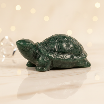 Fortune Aura Green Aventurine Turtle
