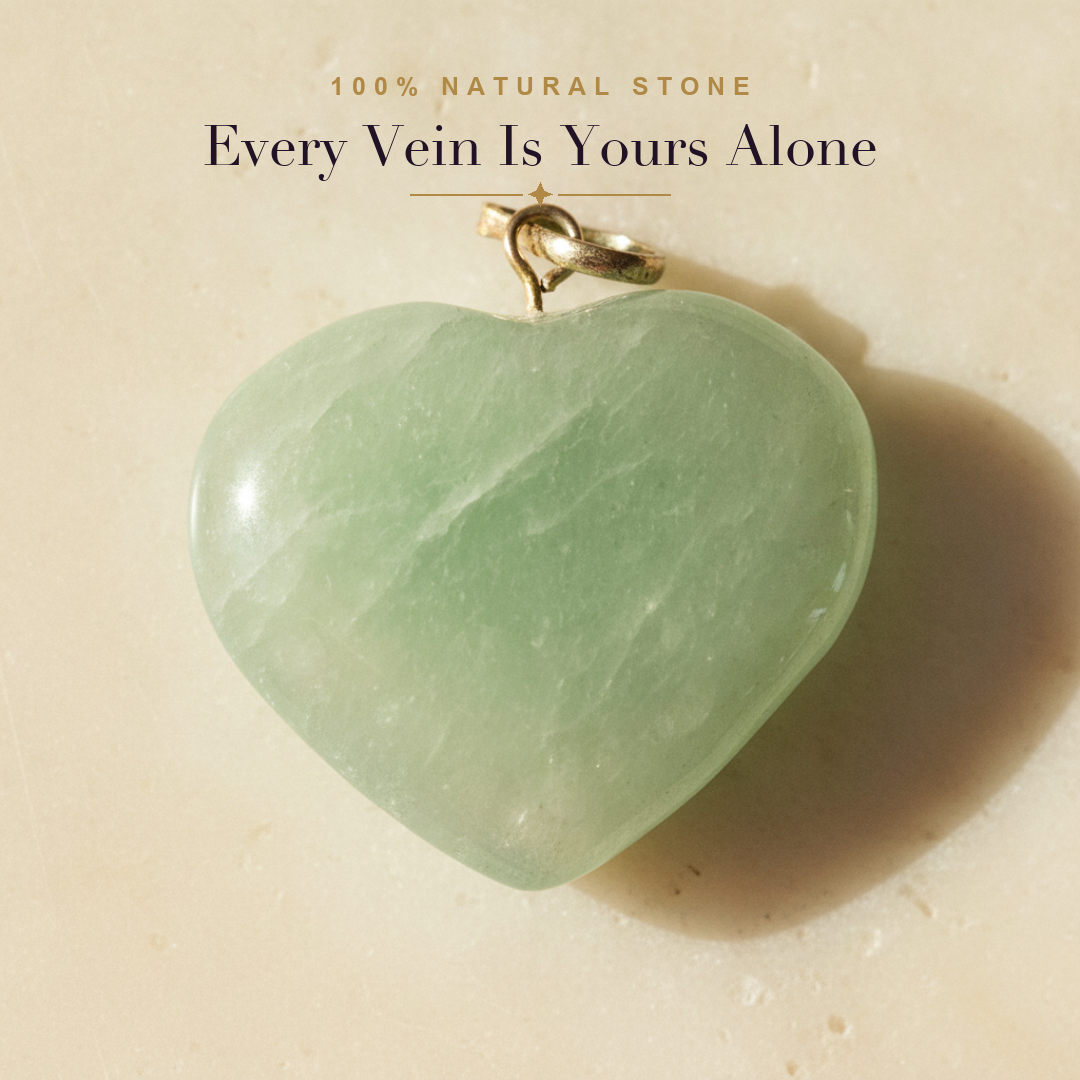 Green Aventurine Heart Pendant — natural stone macro