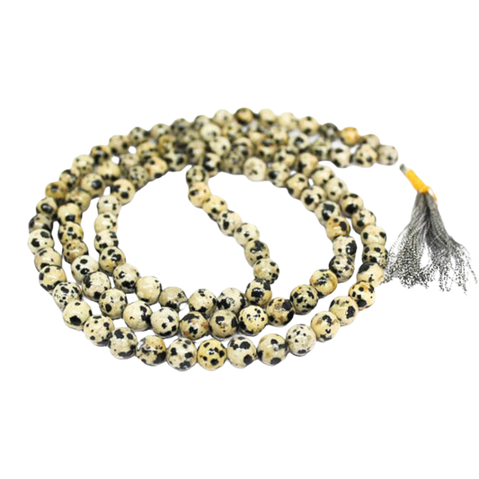 Aura Dalmatian Jasper Jap Mala (108 Beads, Energised)
