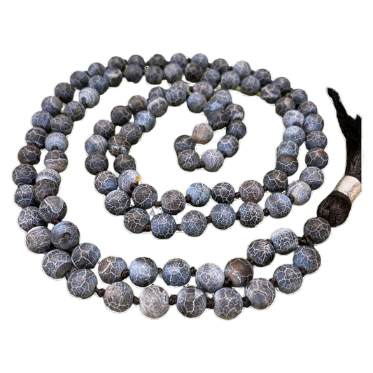 Aura Dragon's Vein Agate Jap Mala (108 Beads, Energised)