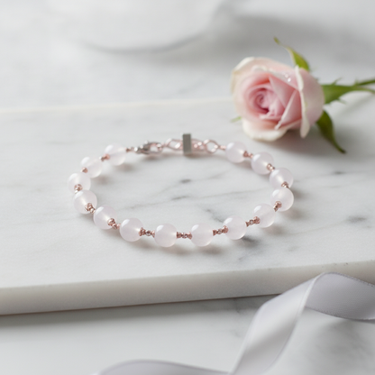 Naari Shakti Combo (Moonstone + Rose Quartz Bracelet + Pearl Mala) (Lab Certified)
