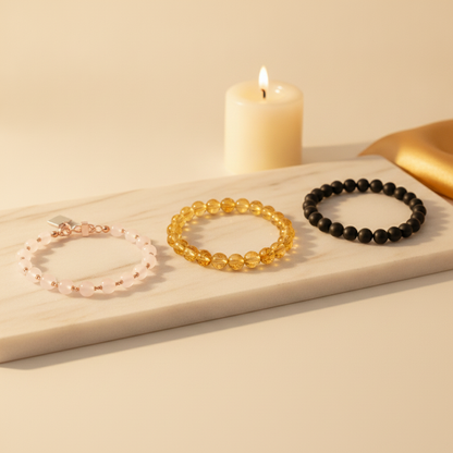 Sampoorna Trio Combo (Rose Quartz + Citrine + Black Tourmaline)