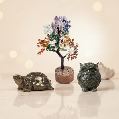 Griha Vastu Combo (Pyrite Turtle + Pyrite Owl + 7 Chakra Tree)