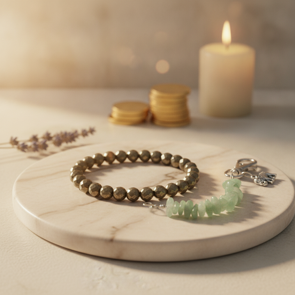 Lucky Carry Combo (Pyrite Bracelet + Green Aventurine Keychain) (Lab Certified)