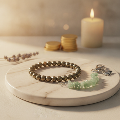 Lucky Carry Combo (Pyrite Bracelet + Green Aventurine Keychain) (Lab Certified)