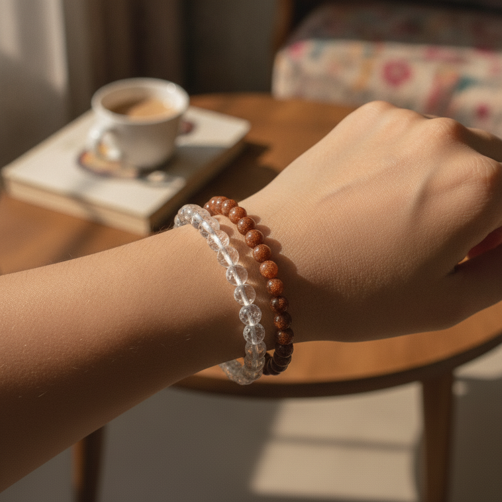Sankalp Shakti Combo (Red Jasper + Clear Quartz Bracelet) (Lab Certified)