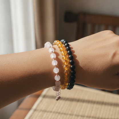 Sampoorna Trio Combo (Rose Quartz + Citrine + Black Tourmaline)