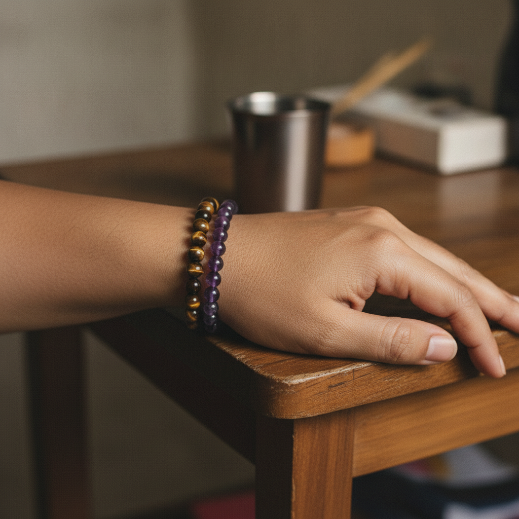 Aura Starter Duo (Amethyst + Tiger Eye Bracelet) (Lab Certified)