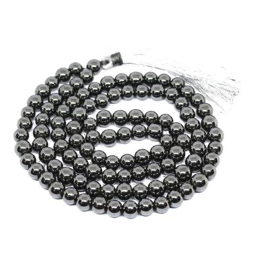 Aura Hematite Jap Mala (108 Beads, Energised)