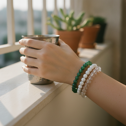 Beginner's Luck Trio (Green Aventurine + Clear Quartz + Howlite)