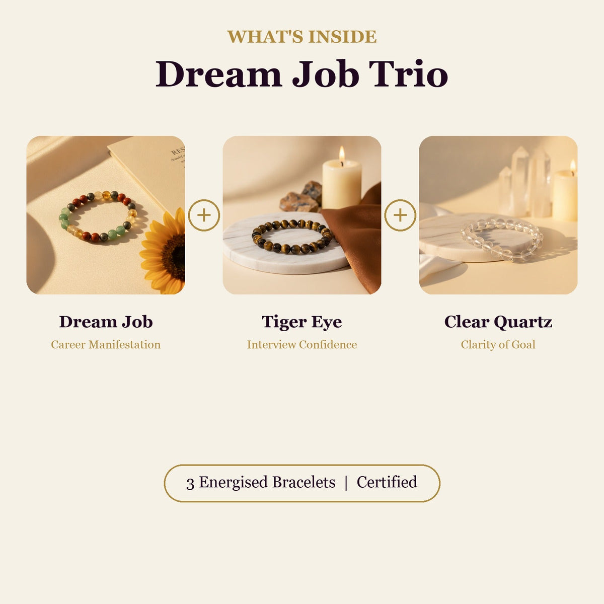 Dream Job Trio (Dream Job + Tiger Eye + Clear Quartz)