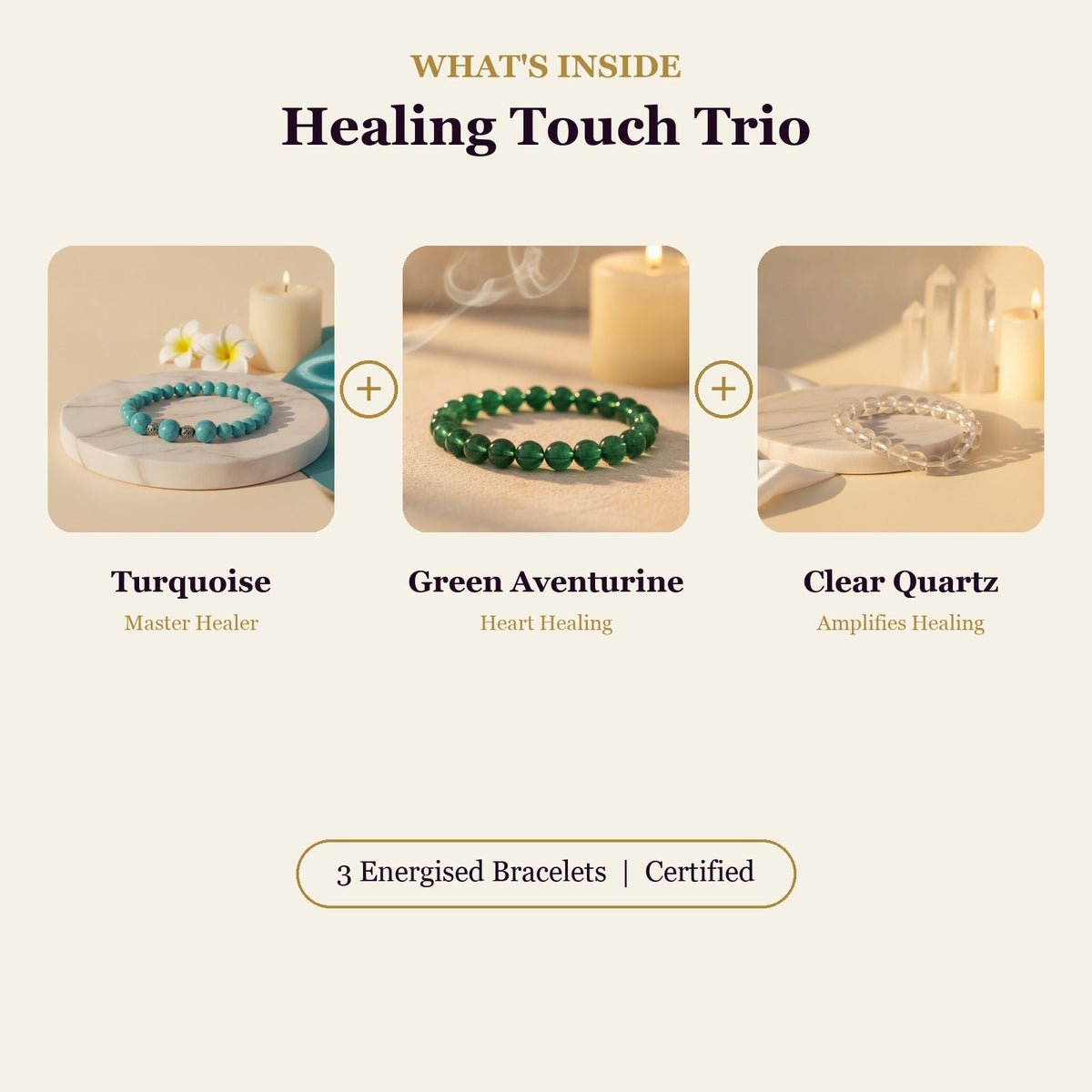 Healing Touch Trio (Turquoise + Green Aventurine + Clear Quartz)
