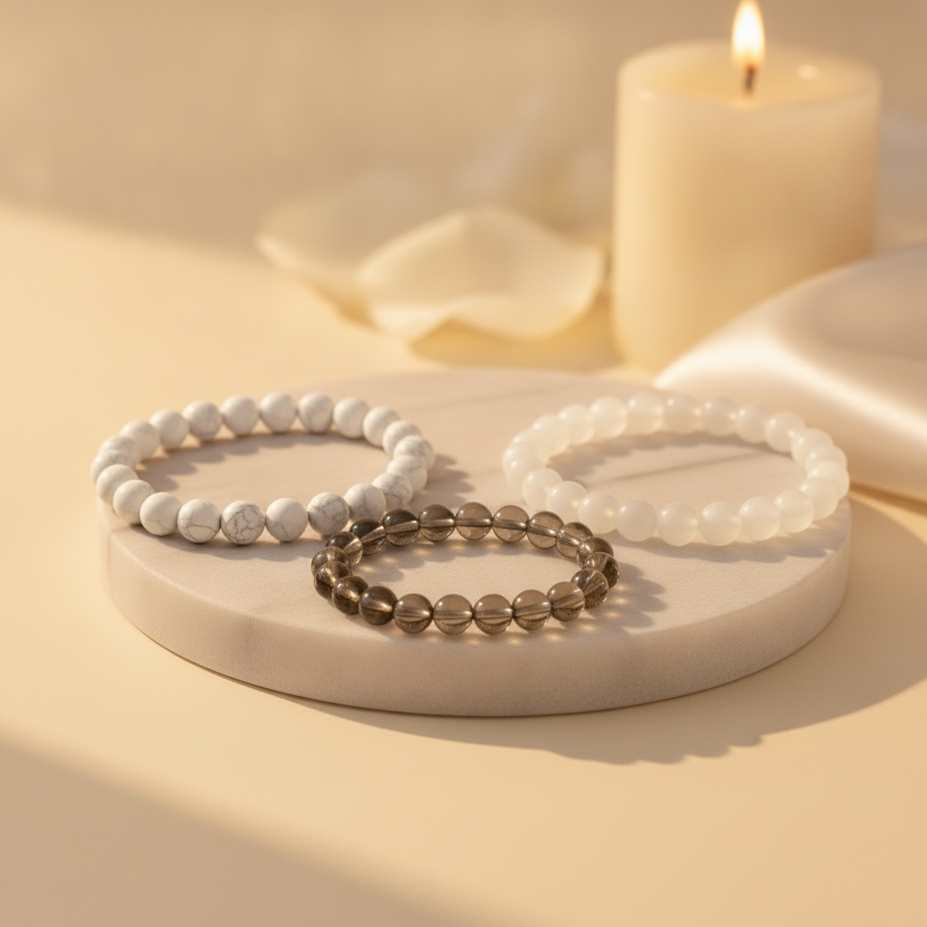Inner Peace Trio (Howlite + Smoky Quartz + Moonstone)