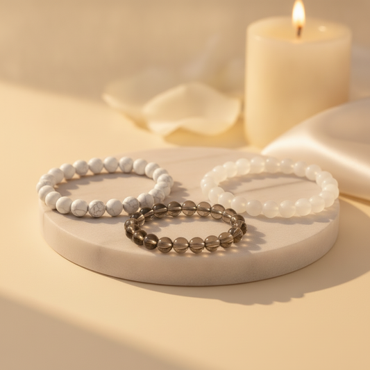 Inner Peace Trio (Howlite + Smoky Quartz + Moonstone)