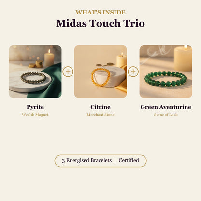 Midas Touch Trio (Pyrite + Citrine + Green Aventurine)