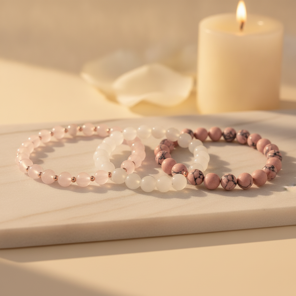 Soulmate Trio (Rose Quartz + Moonstone + Rhodonite)