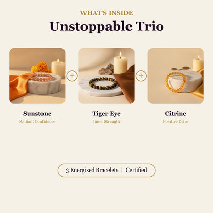 Unstoppable Trio (Sunstone + Tiger Eye + Citrine)